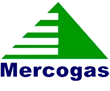 Logo da empresa Mercogás que realiza manutenção de aquecedores a gás.